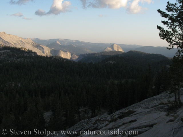 A closer look at the back side of Half Dome at sunset