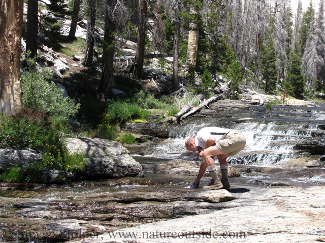 Dunking a cotton hat and bandana in the river provided wonderful cooling