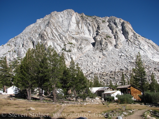 Fletcher Peak towers above the camp