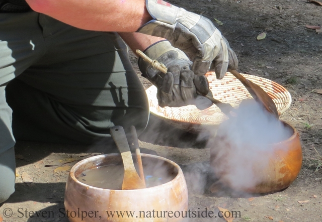 Cooking with rocks using modern wood bowls