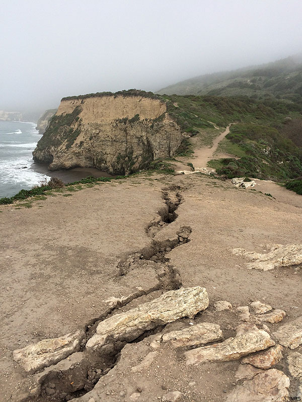 Fissures formed on March 19.  Looking back toward where I took my picture.  (Photo by NPS)