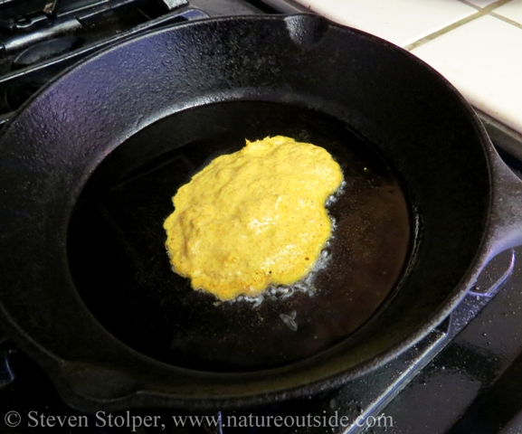 The golden batter sizzling on the skillet promises good things to come