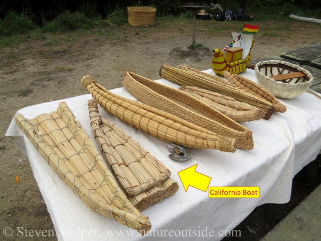 Charlie had models of various tule boats and a coracle. We built the two leftmost boats. I worked primarily on the California design boat.