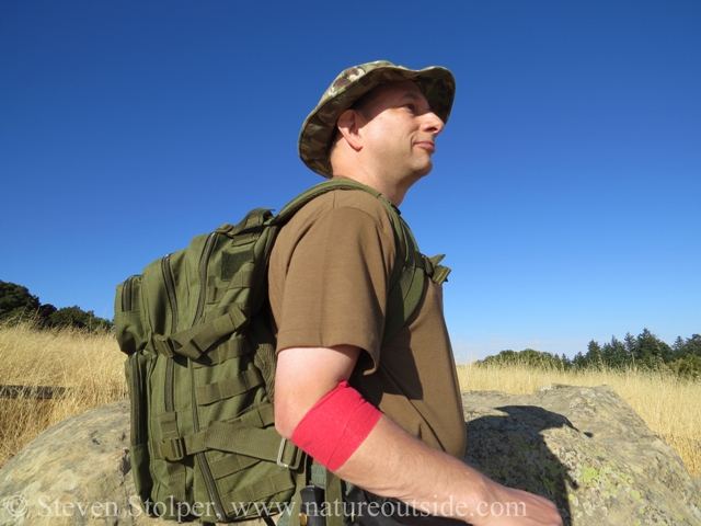 Exos-Gear Bravo backpack carried by hiker