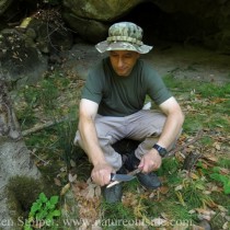 carving in a sitting position