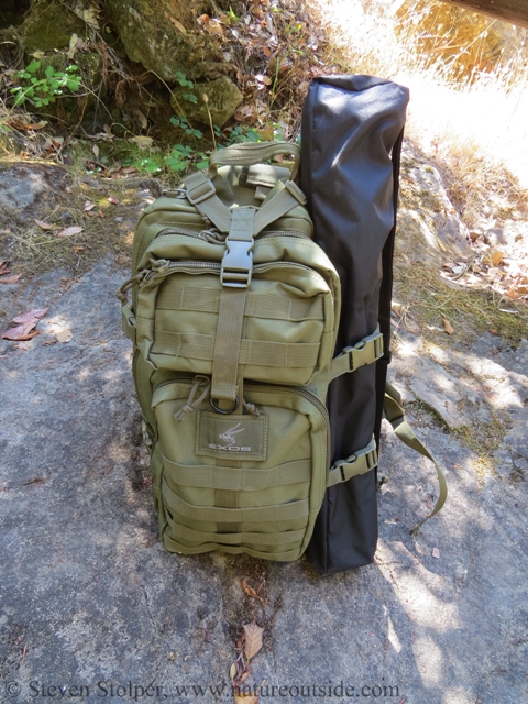 Exos-Gear Bravo backpack. The Bravo easily carried my camera tripod.