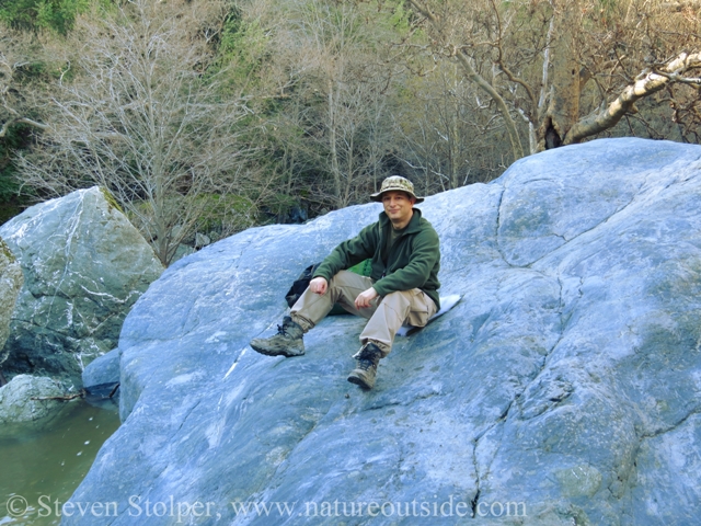 sheepskin sit pad on boulder