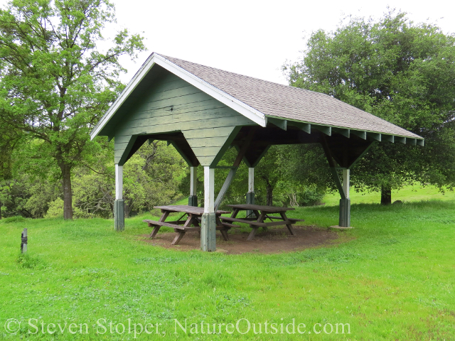 covered picnic tables at JB Ranch Sunol Regional Wilderness