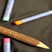 twig pencil and crayons