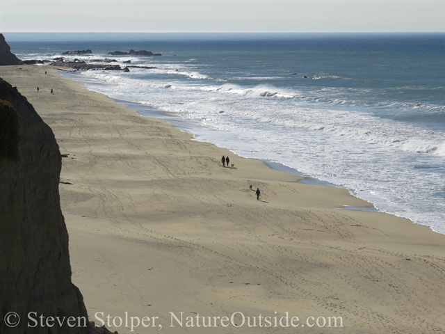 looking from cliff above Pacific Ocean