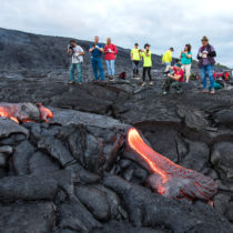 hikers and lava