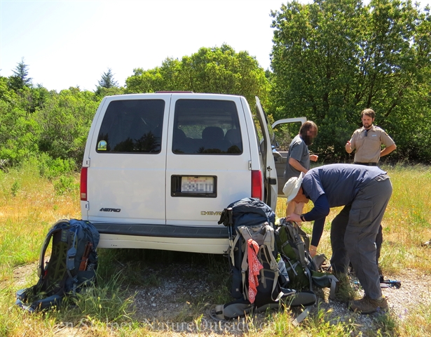 unloading gear from van