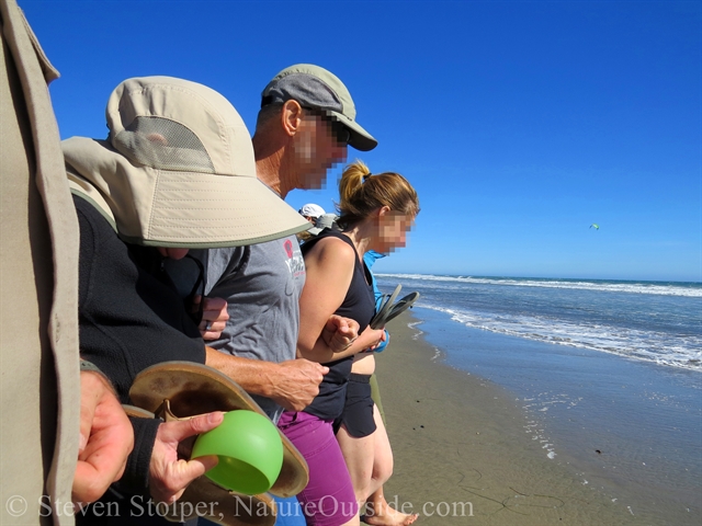 hikers on beach