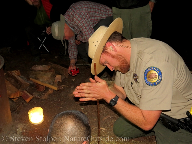 Ranger preparing to use hand drill