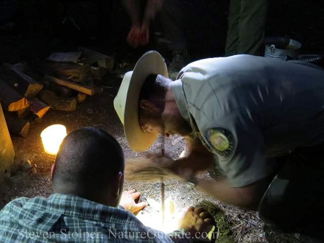 ranger using hand drill