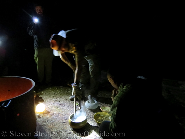 Cleaning ash from the hot rock