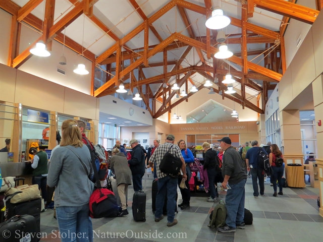 passengers waiting at Fairbanks train depot