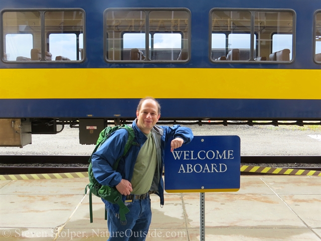 waiting to board train