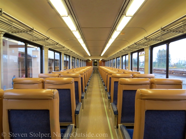 interior of alaska railroad passenger car