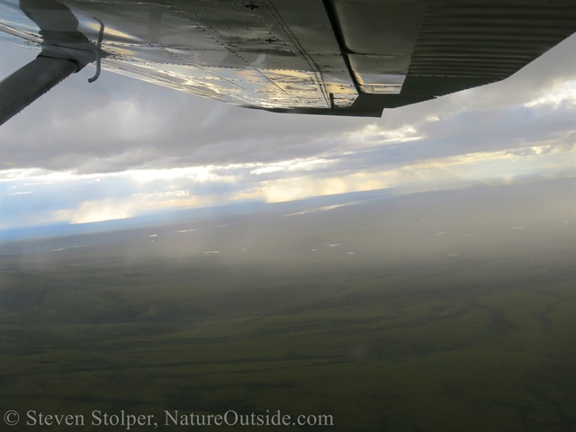 rain on tundra seen from air
