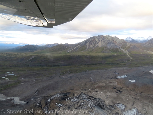 A glacier with tundra beyond