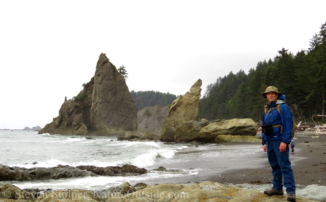 hiker on beach