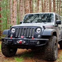 Jeep in woods