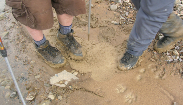 hikers muddy boots