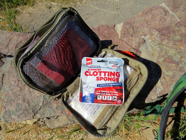 QuickClot sponge and personal first aid kit