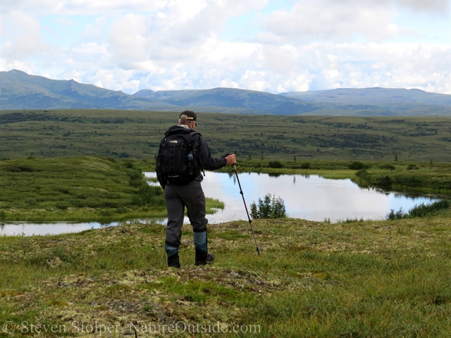 Hiker and kettle pond