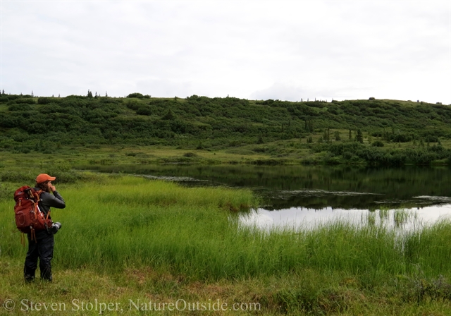 hiker and kettle pond