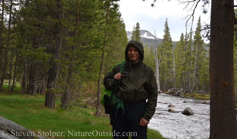 hiker wearing rain gear