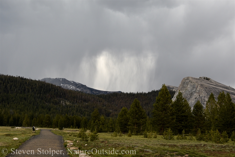 rain over Tuolumne Meadows